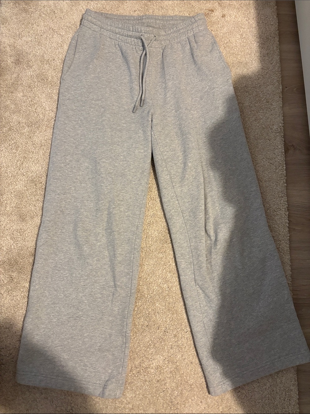Aritzia Light Gray Wide-Leg Track Pants